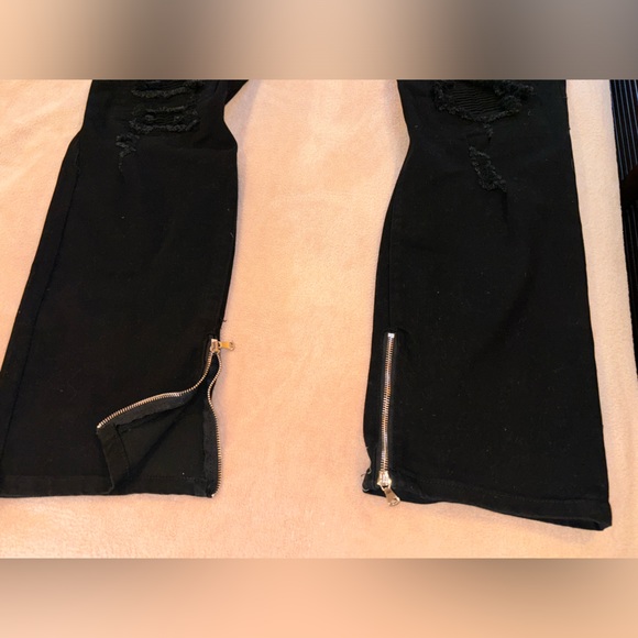 COPY - Black multi zippered nwot 38x32 means baggy zip ankle la flare Japanese … - Picture 4 of 16
